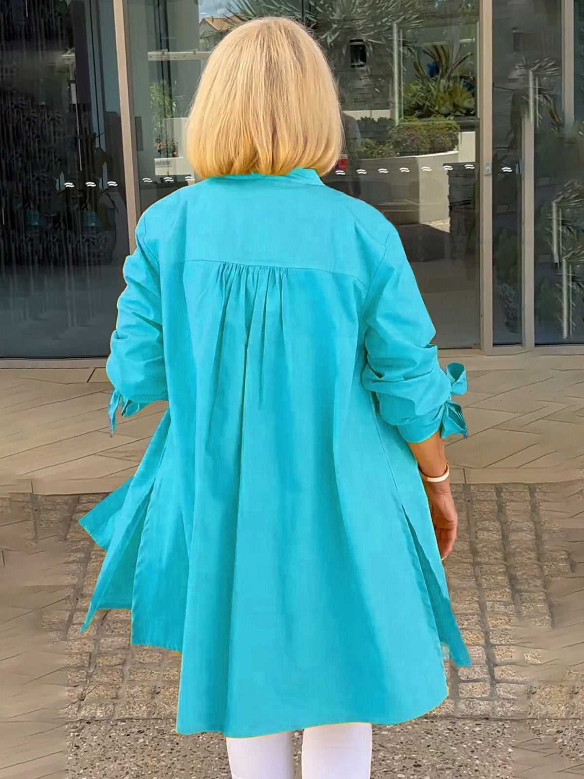 🔥LAST DAY SALE 49% OFF🔥Solid Color Long Cotton Shirt Jackets For Women
