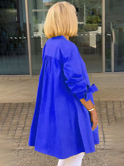 🔥LAST DAY SALE 49% OFF🔥Solid Color Long Cotton Shirt Jackets For Women