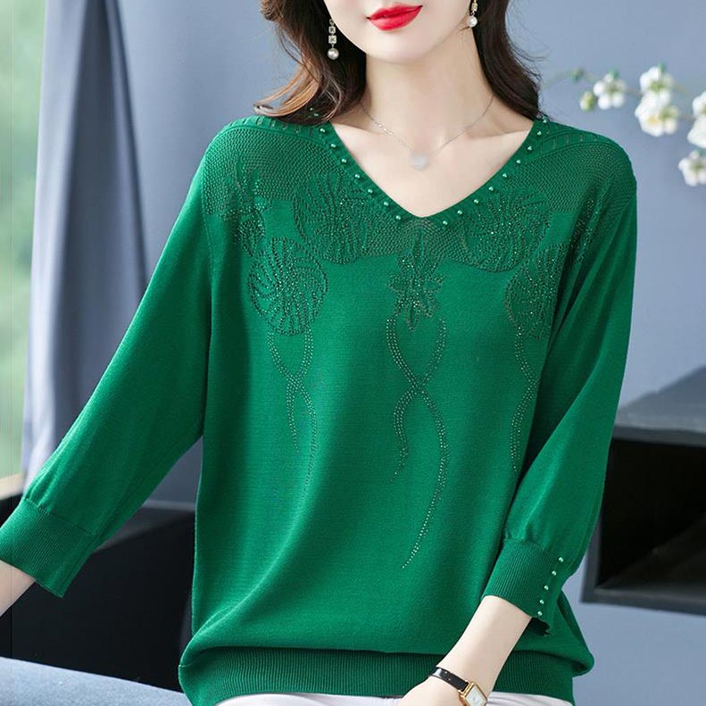 🎁Buy 2 Free Shipping🎁Women’s Vintage V-neck Beaded Pullover Shirt
