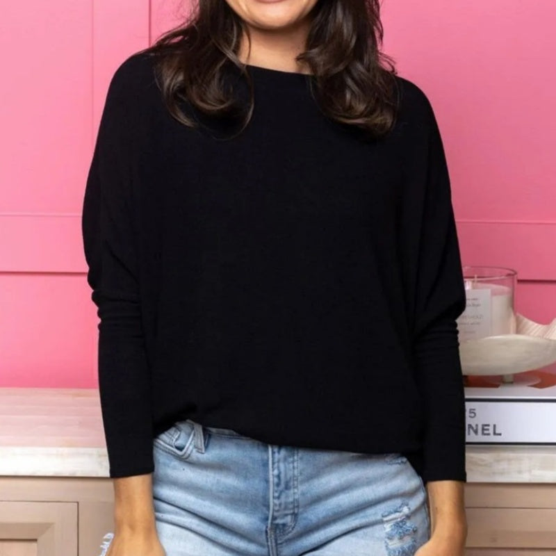 🔥Buy 2 Free Shipping✈️Women's Autumn Solid Round Neck Batwing-Sleeve Top