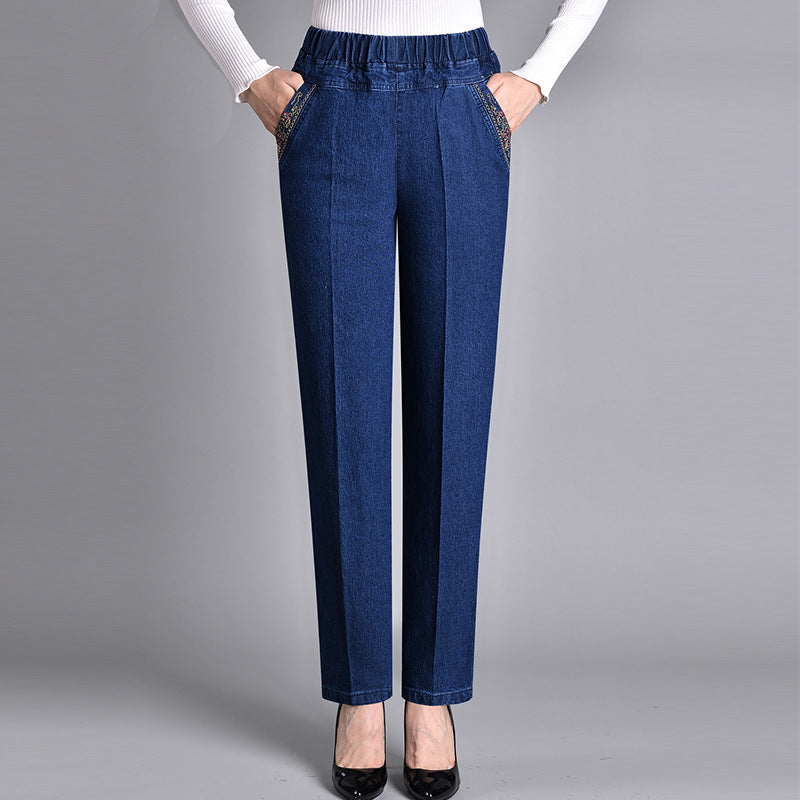 🔥Buy 2 Free Shipping✈️Women's Side-Pocket Full Elastic Waist Jeans