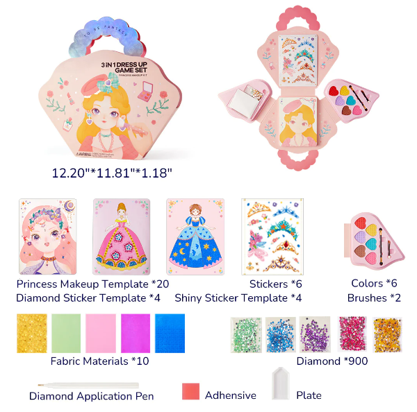 🎄Early Xmas Sales - 49% OFF🎅Fantasy 3-in-1 Princess Dress Up & Make Up Game Set💝