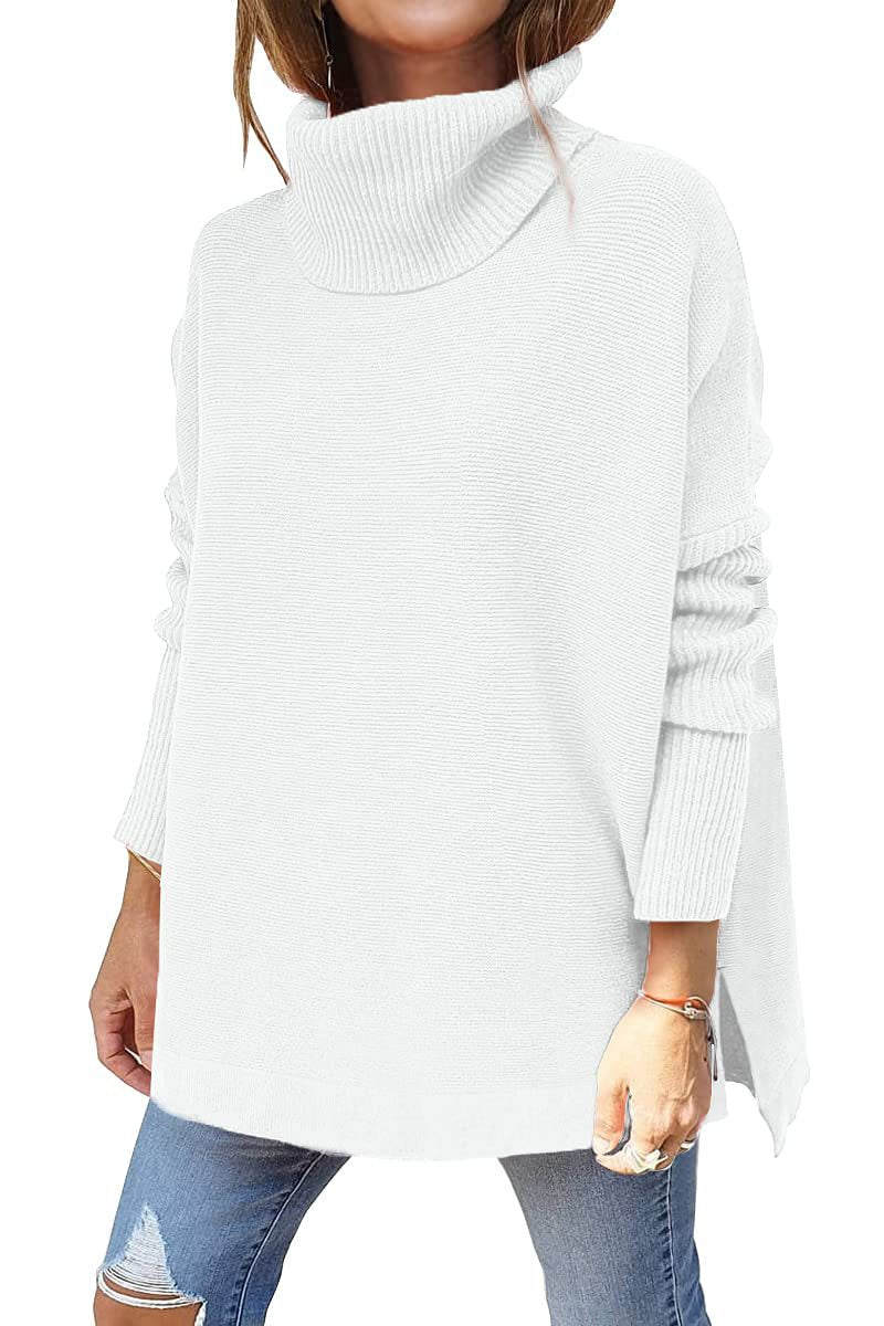 🔥Winter Hot Sale-50% OFF🔥Women's Turtleneck Oversize Hem Knit Pullover Sweater