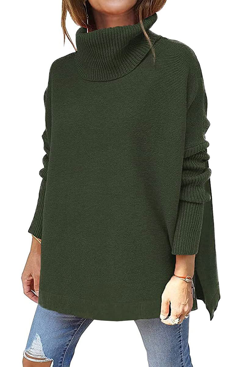 🔥Winter Hot Sale-50% OFF🔥Women's Turtleneck Oversize Hem Knit Pullover Sweater