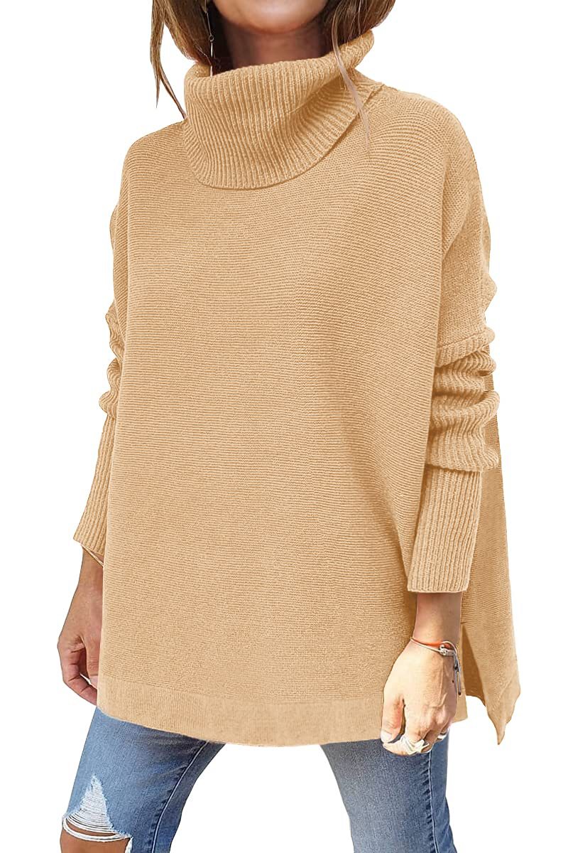 🔥Winter Hot Sale-50% OFF🔥Women's Turtleneck Oversize Hem Knit Pullover Sweater