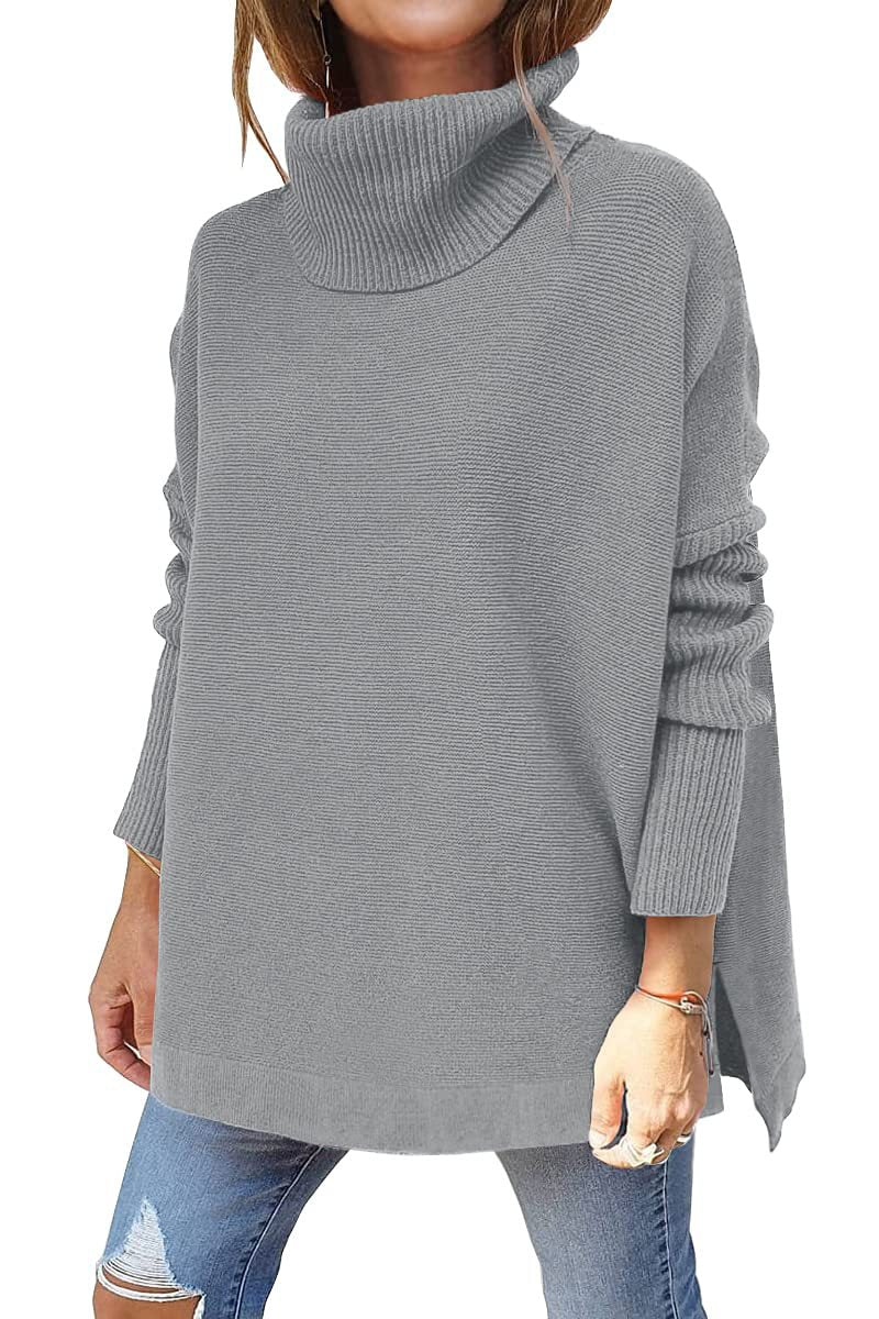 🔥Winter Hot Sale-50% OFF🔥Women's Turtleneck Oversize Hem Knit Pullover Sweater