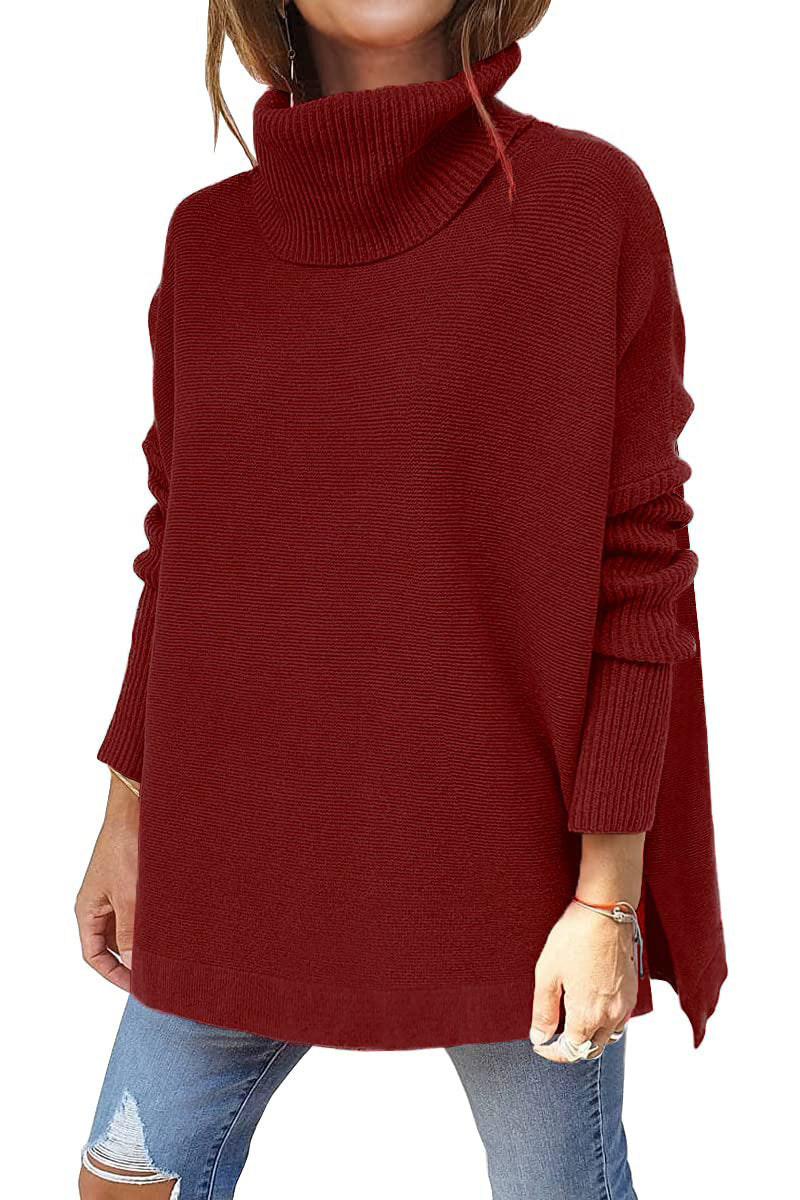 🔥Winter Hot Sale-50% OFF🔥Women's Turtleneck Oversize Hem Knit Pullover Sweater