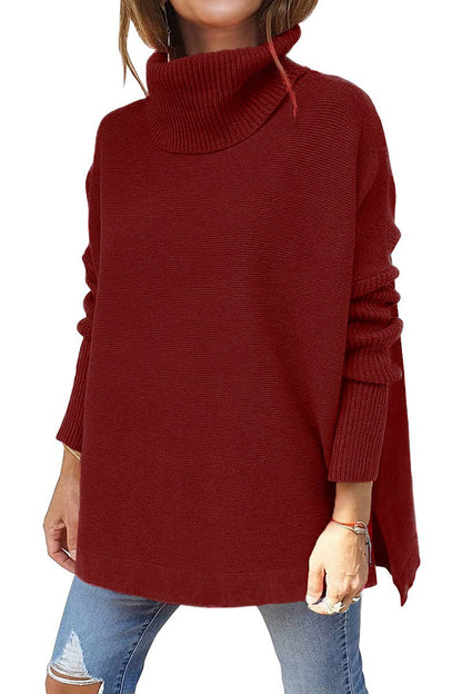 🔥Winter Hot Sale-50% OFF🔥Women's Turtleneck Oversize Hem Knit Pullover Sweater