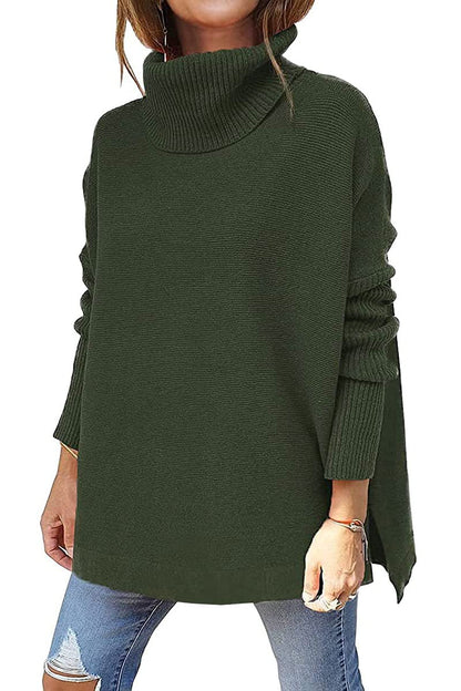 🔥Winter Hot Sale-50% OFF🔥Women's Turtleneck Oversize Hem Knit Pullover Sweater