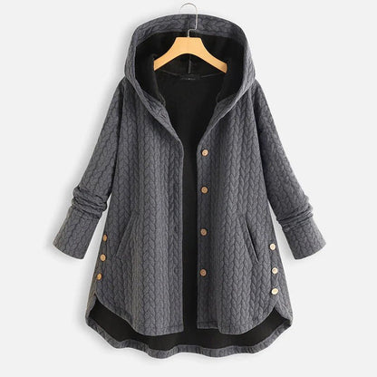 Warm Jacket with Button Closure and Hood