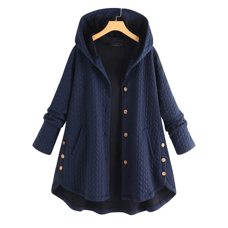 Warm Jacket with Button Closure and Hood