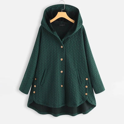 Warm Jacket with Button Closure and Hood