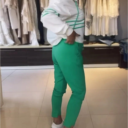 🔥🎅HOT SALE🔥✨Women's Striped Hooded Sweatshirt and Pants Set（49% OFF)