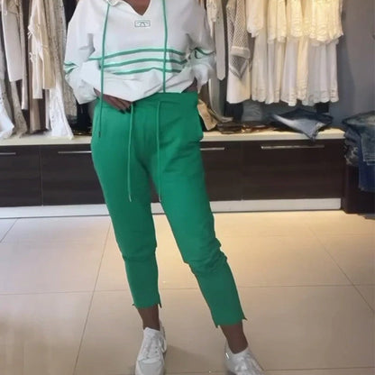 🔥🎅HOT SALE🔥✨Women's Striped Hooded Sweatshirt and Pants Set（49% OFF)