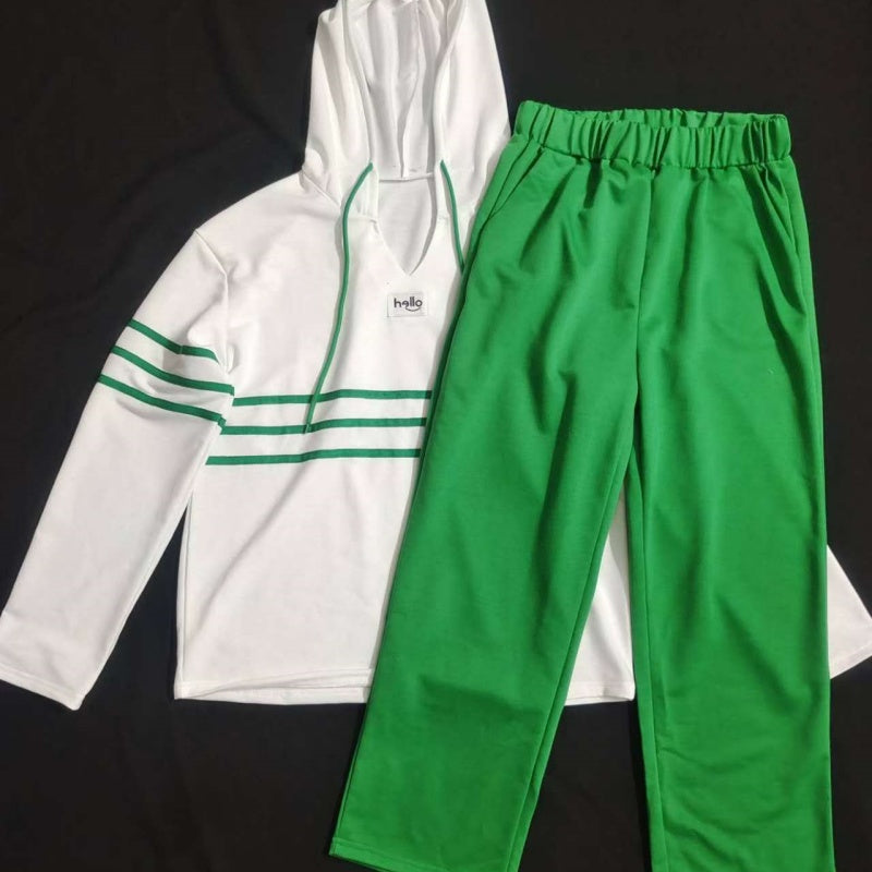 🔥🎅HOT SALE🔥✨Women's Striped Hooded Sweatshirt and Pants Set（49% OFF)
