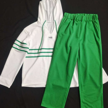 🔥🎅HOT SALE🔥✨Women's Striped Hooded Sweatshirt and Pants Set（49% OFF)