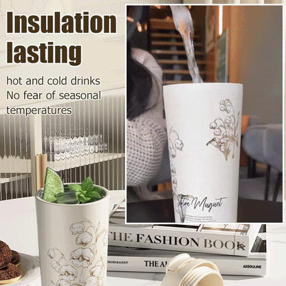 🔥Gift Idea 49% OFF Hot Sale🔥Lily of the Valley Stainless Steel / Ceramic Liner Insulation Cup
