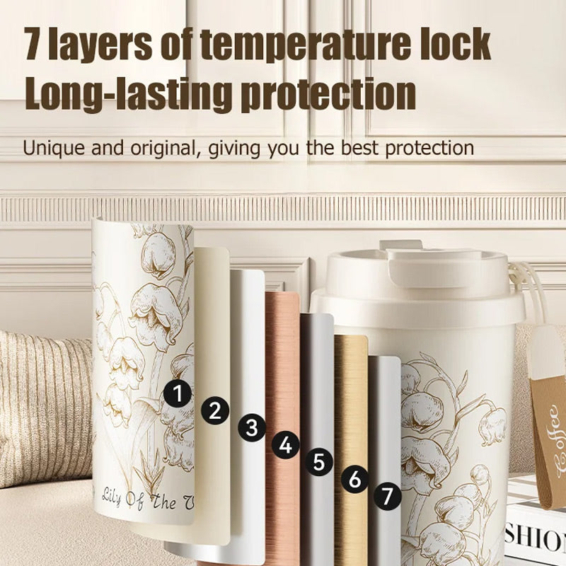 🔥Gift Idea 49% OFF Hot Sale🔥Lily of the Valley Stainless Steel / Ceramic Liner Insulation Cup