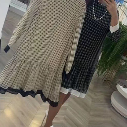 💃Women’s Elegant Round-neck Long-sleeve Polka Dot Dress