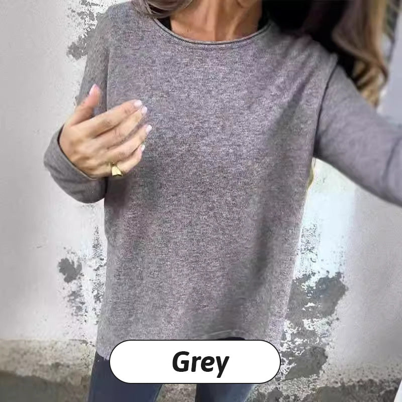 🔥Buy 2 Free Shipping✈️Women's Solid Round Neck Long Sleeve Tops