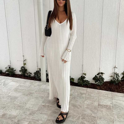 🔥BLACK FRIDAY SALE 49% OFF!!🔥Crew Neck & V-Neck Sleeved Knit Midi Dress