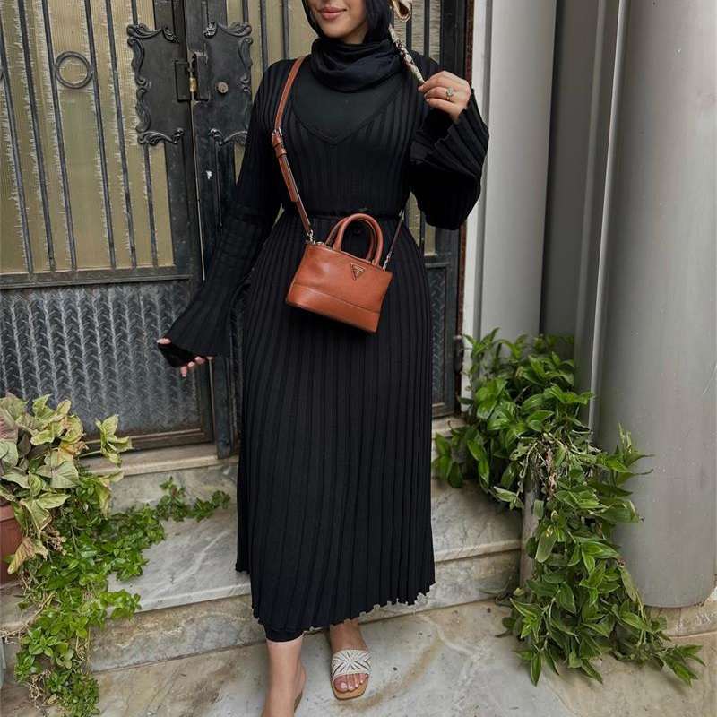🔥BLACK FRIDAY SALE 49% OFF!!🔥Crew Neck & V-Neck Sleeved Knit Midi Dress