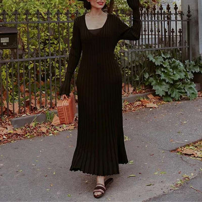 🔥BLACK FRIDAY SALE 49% OFF!!🔥Crew Neck & V-Neck Sleeved Knit Midi Dress