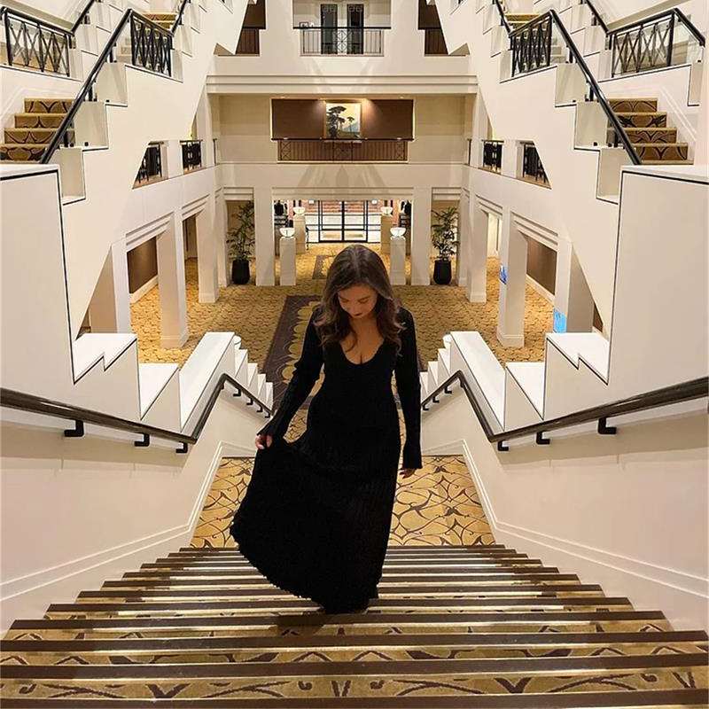🔥BLACK FRIDAY SALE 49% OFF!!🔥Crew Neck & V-Neck Sleeved Knit Midi Dress