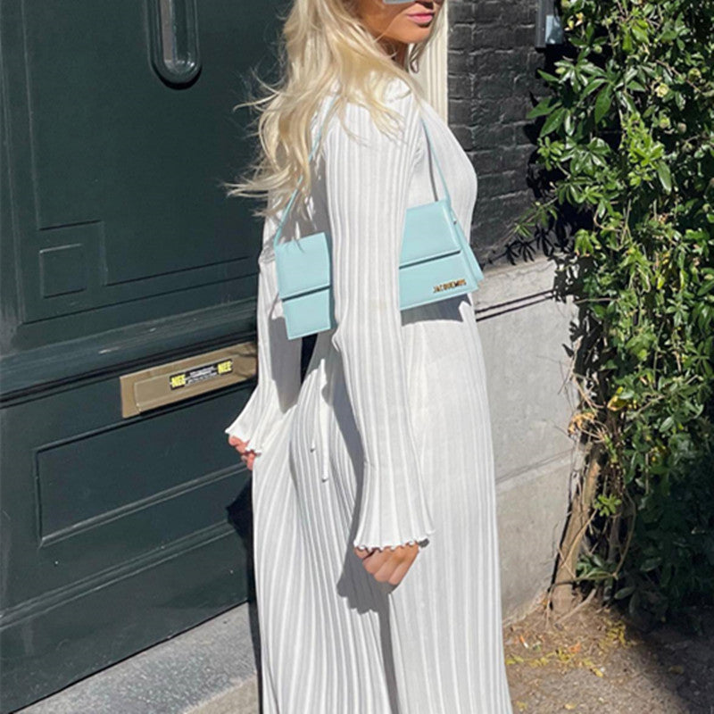 🔥BLACK FRIDAY SALE 49% OFF!!🔥Crew Neck & V-Neck Sleeved Knit Midi Dress