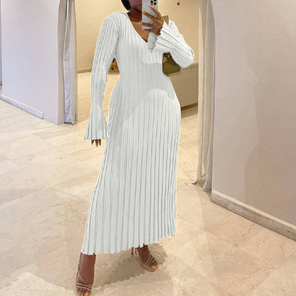🔥BLACK FRIDAY SALE 49% OFF!!🔥Crew Neck & V-Neck Sleeved Knit Midi Dress