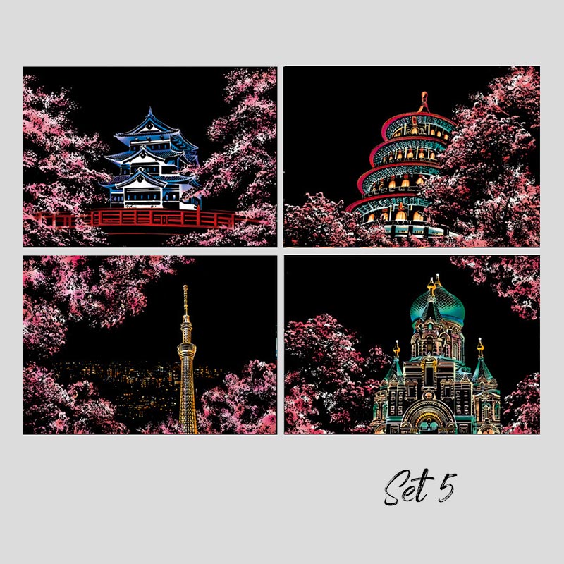 🎄Xmas Hot Sale - 49% OFF🎅4PCS Creative Scratch Paintings Set with Tool