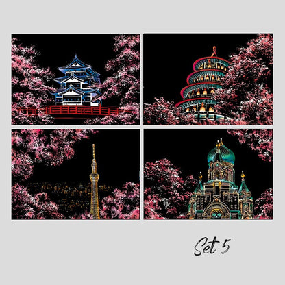 🎄Xmas Hot Sale - 49% OFF🎅4PCS Creative Scratch Paintings Set with Tool