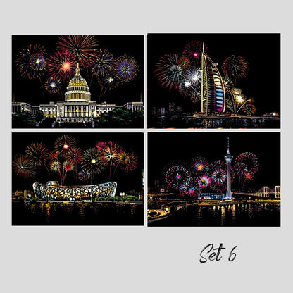 🎄Xmas Hot Sale - 49% OFF🎅4PCS Creative Scratch Paintings Set with Tool