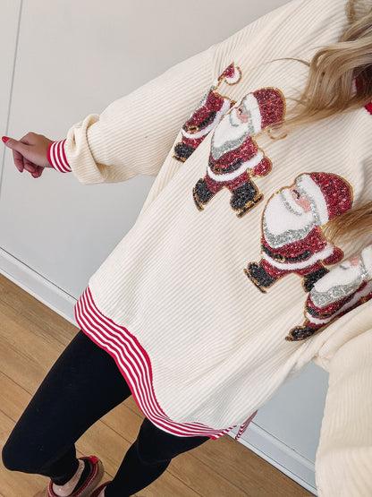 🎄Xmas Hot Sale - 49% OFF🎅Women's Skating Santa Sequin Pullover