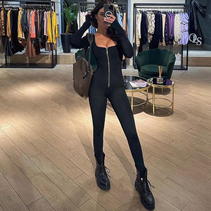 🤩NEW YEAR SALE-50% OFF💖Slim Fit Long Sleeve Zip Jumpsuit