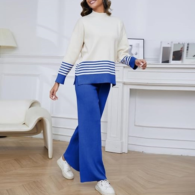 🌟Soft Striped Sweater & Wide Leg Pants Set💕