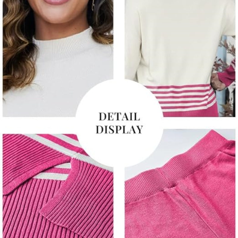 🌟Soft Striped Sweater & Wide Leg Pants Set💕