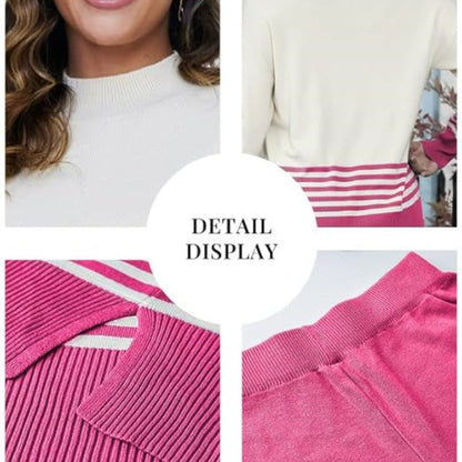 🌟Soft Striped Sweater & Wide Leg Pants Set💕