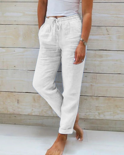 🌸Last Day Sale 70% OFF!!🌸Women's  Elastic Waist Cotton Linen Casual Pants