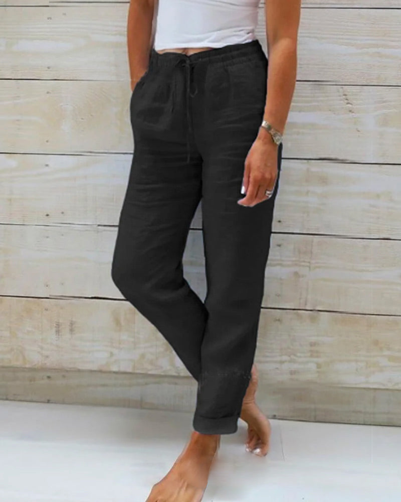 🌸Last Day Sale 70% OFF!!🌸Women's  Elastic Waist Cotton Linen Casual Pants