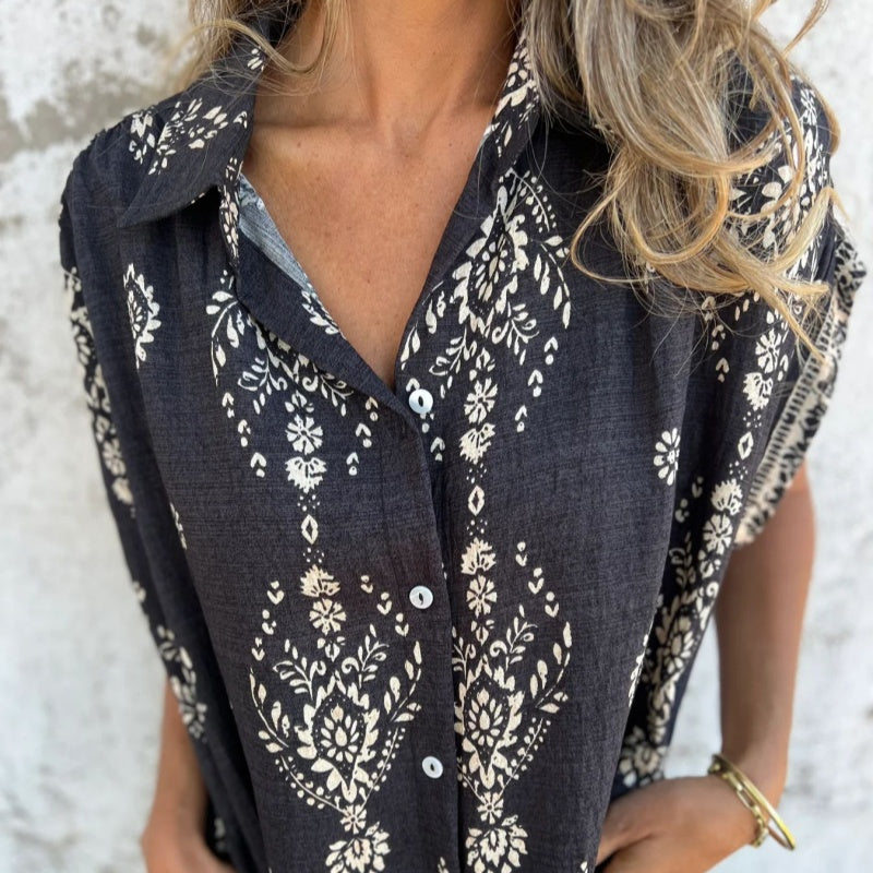 💕Summer Hot Sale 60% OFF👗Loose-Fit Printed Short Sleeve Dress with Pockets