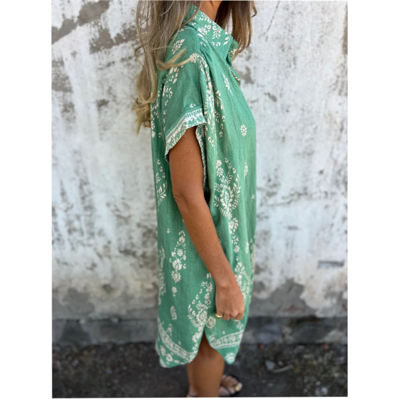 💕Summer Hot Sale 60% OFF👗Loose-Fit Printed Short Sleeve Dress with Pockets