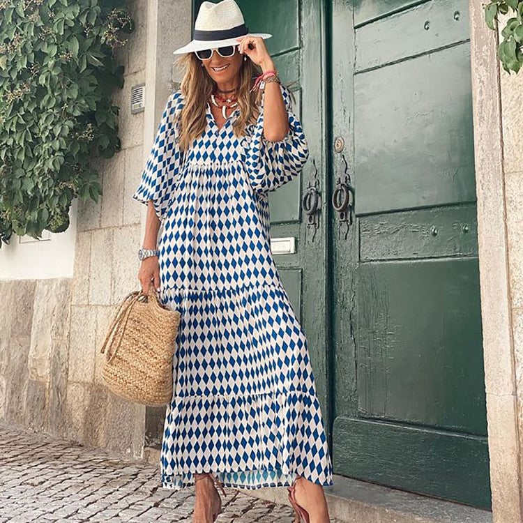 🌸Big price reduction🌸Women's Elegant Puff Sleeve Floral Boho Maxi Dress