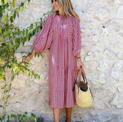 🌸Big price reduction🌸Women's Elegant Puff Sleeve Floral Boho Maxi Dress