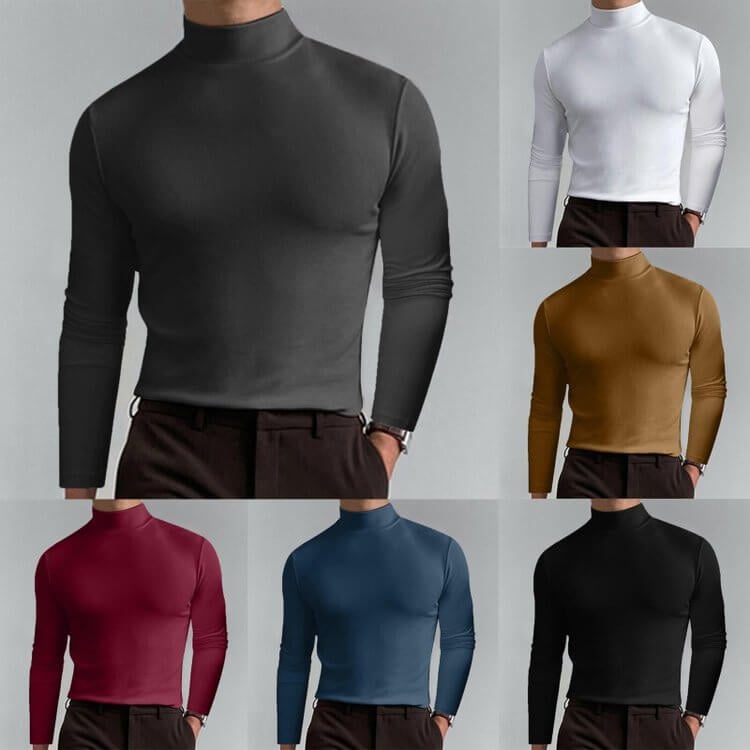 👕 60% OFF NOW!🔥 Men's High Neck Slim Fit T-Shirt - Stretchy & Breathable for Gym or Casual, Modern Style & Comfort 🏃‍♂️📦