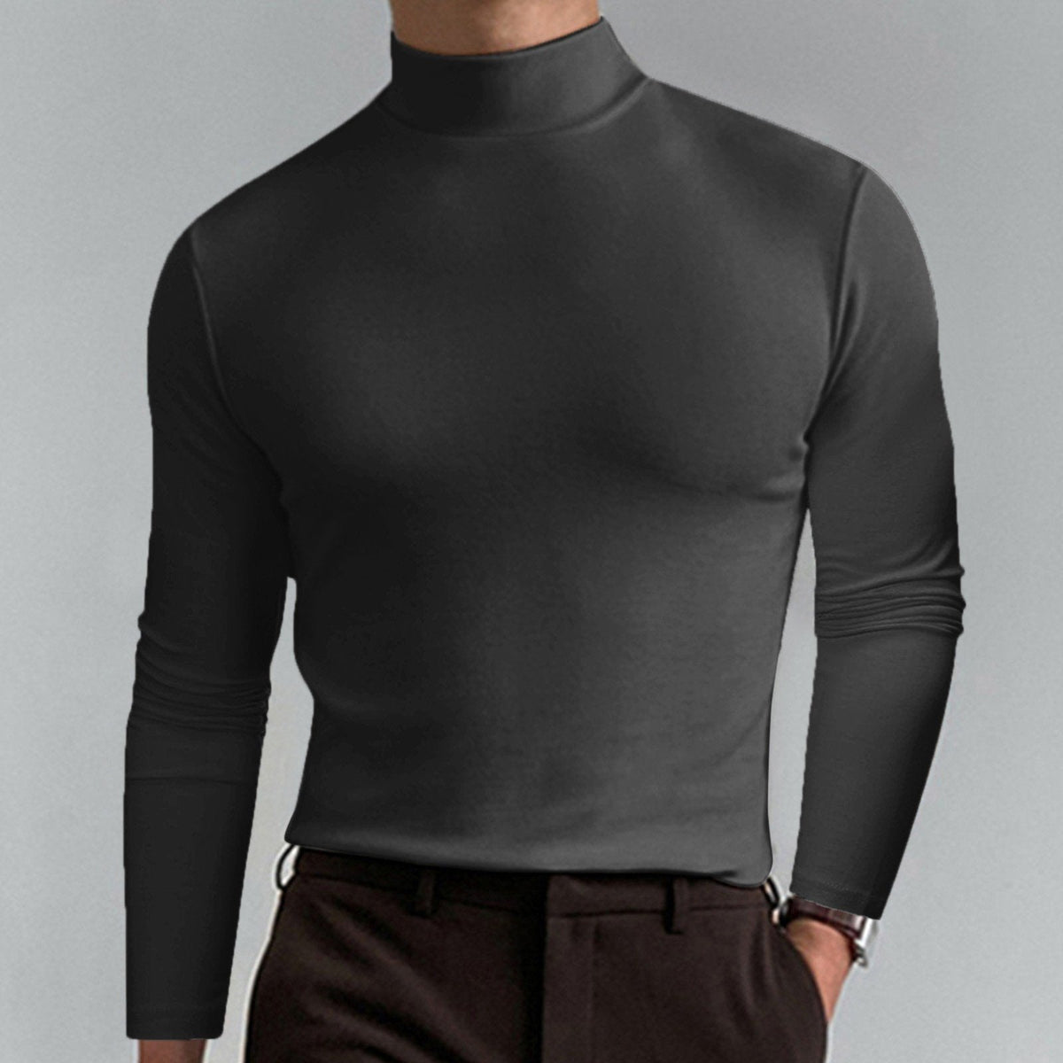 👕 60% OFF NOW!🔥 Men's High Neck Slim Fit T-Shirt - Stretchy & Breathable for Gym or Casual, Modern Style & Comfort 🏃‍♂️📦