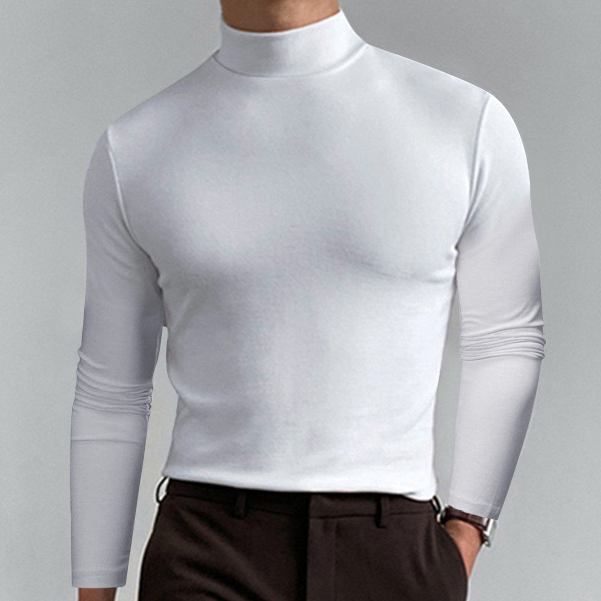👕 60% OFF NOW!🔥 Men's High Neck Slim Fit T-Shirt - Stretchy & Breathable for Gym or Casual, Modern Style & Comfort 🏃‍♂️📦