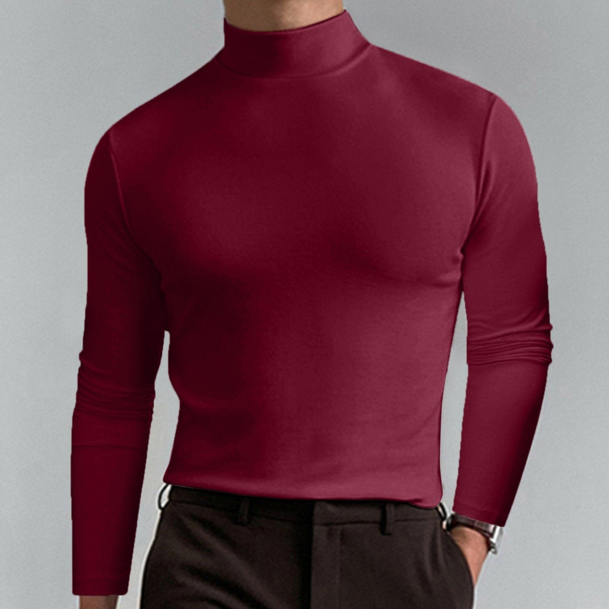 👕 60% OFF NOW!🔥 Men's High Neck Slim Fit T-Shirt - Stretchy & Breathable for Gym or Casual, Modern Style & Comfort 🏃‍♂️📦