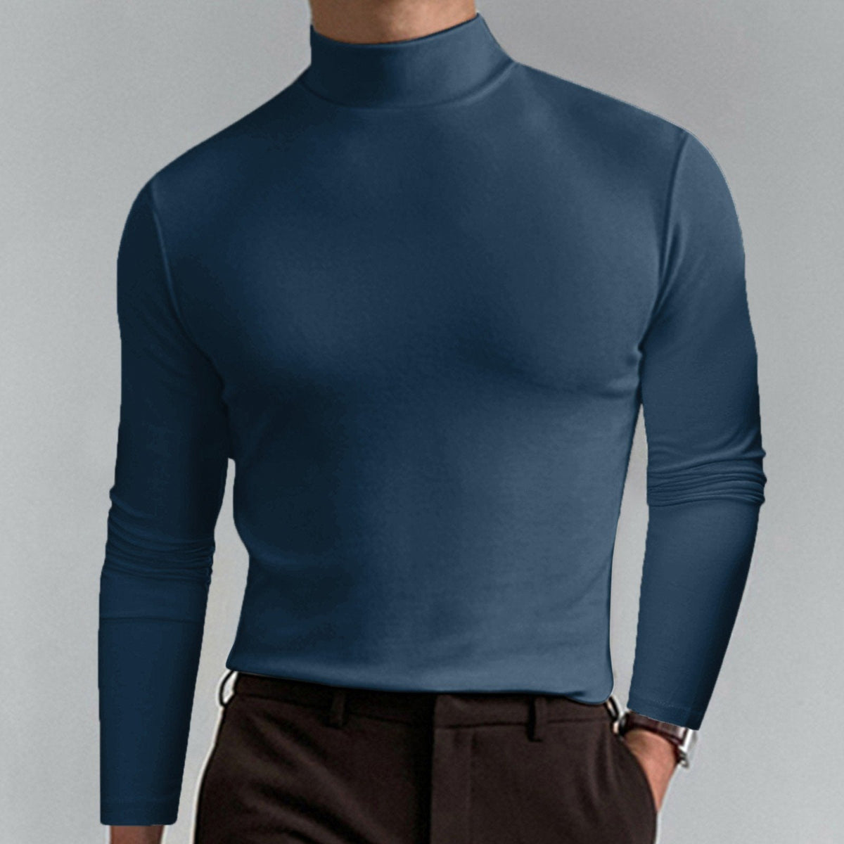 👕 60% OFF NOW!🔥 Men's High Neck Slim Fit T-Shirt - Stretchy & Breathable for Gym or Casual, Modern Style & Comfort 🏃‍♂️📦