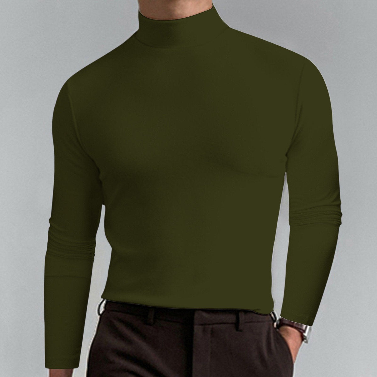 👕 60% OFF NOW!🔥 Men's High Neck Slim Fit T-Shirt - Stretchy & Breathable for Gym or Casual, Modern Style & Comfort 🏃‍♂️📦